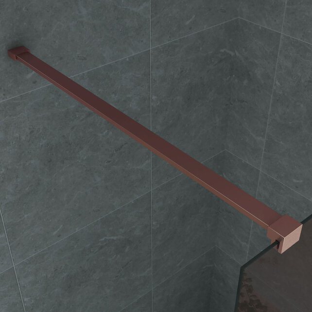 Aloni Douchewand 80cm Champagne Brons Glas koper profiel - 8mm anti-kalk Aloni Douchewand 80cm Champagne Brons Glas koper profiel - 8mm anti-kalk