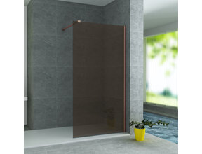 Aloni Douchewand 100cm Champagne Brons Glas koper profiel - 8mm anti-kalk