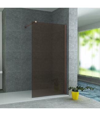 ALONI Aloni Douchewand 100cm Champagne Brons Glas koper profiel - 8mm anti-kalk