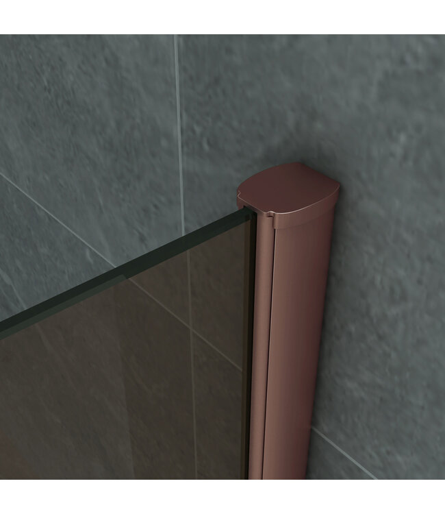 Aloni Douchewand 120cm Champagne Brons Glas koper profiel - 8mm anti-kalk