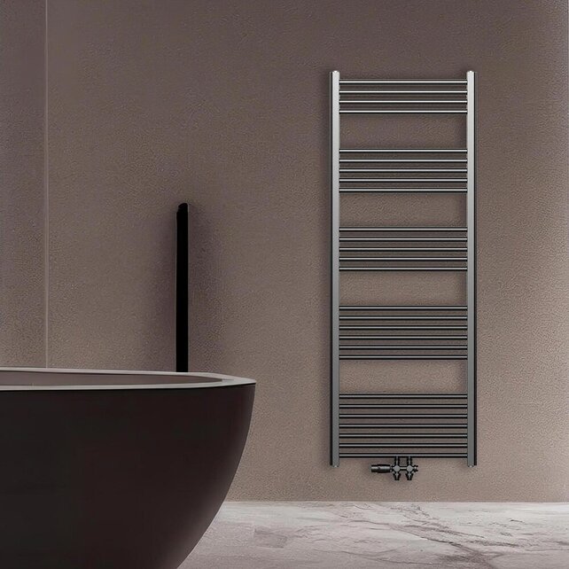 Handdoekradiator 120x60cm Gunmetal - 414 Watt Midden aansluiting Handdoekradiator 120x60cm Gunmetal - 414 Watt Midden aansluiting