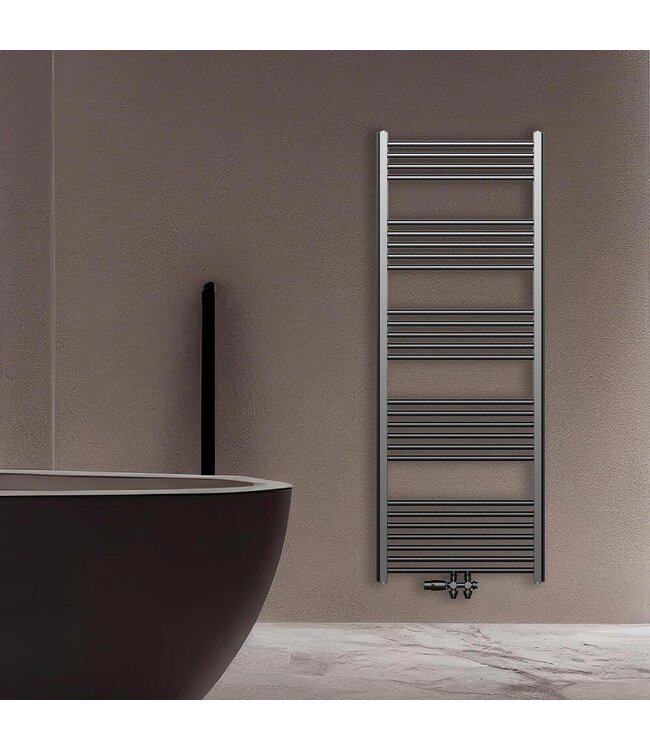 Handdoekradiator 120x60cm Gunmetal - 414 Watt Midden aansluiting