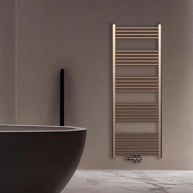 Handdoekradiator 120x60cm Geborsteld Koper - 414 Watt Midden aansluiting