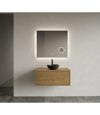 GLISS DESIGN Gliss Joa Badkamermeubel met Topblad 60cm Castle Brown 1 softclose lade