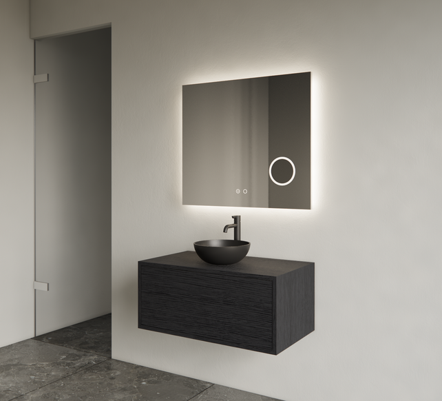 Gliss Joa Badkamermeubel met Topblad 70cm Black Veneer 1 softclose lade Gliss Joa Badkamermeubel met Topblad 70cm Black Veneer 1 softclose lade