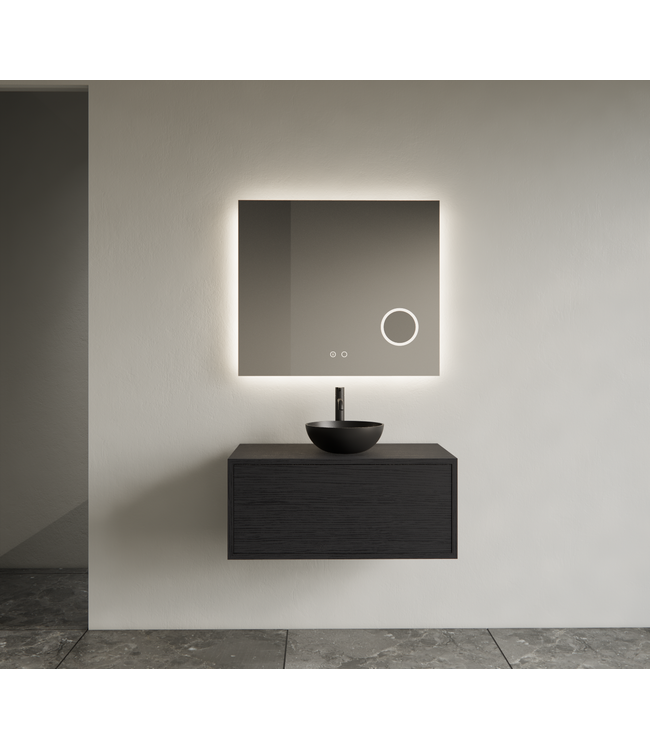 GLISS DESIGN Gliss Joa Badkamermeubel met Topblad 70cm Black Veneer 1 softclose lade