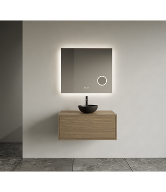 GLISS DESIGN Gliss Joa Badkamermeubel met Topblad 80cm Ash Gray 1 softclose lade