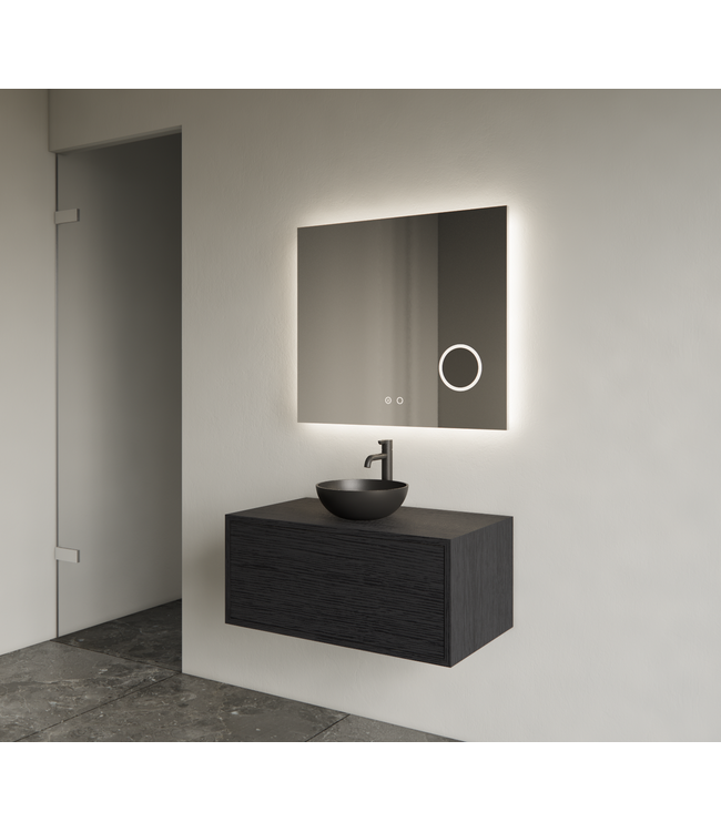 Gliss Joa Badkamermeubel met Topblad 80cm Black Veneer 1 softclose lade