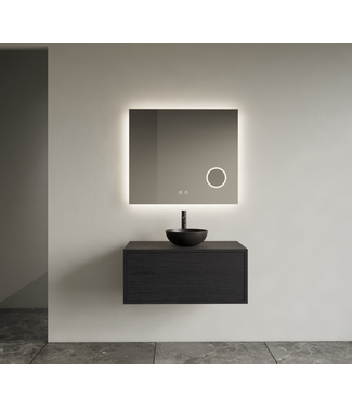 GLISS DESIGN Gliss Joa Badkamermeubel met Topblad 80cm Black Veneer 1 softclose lade