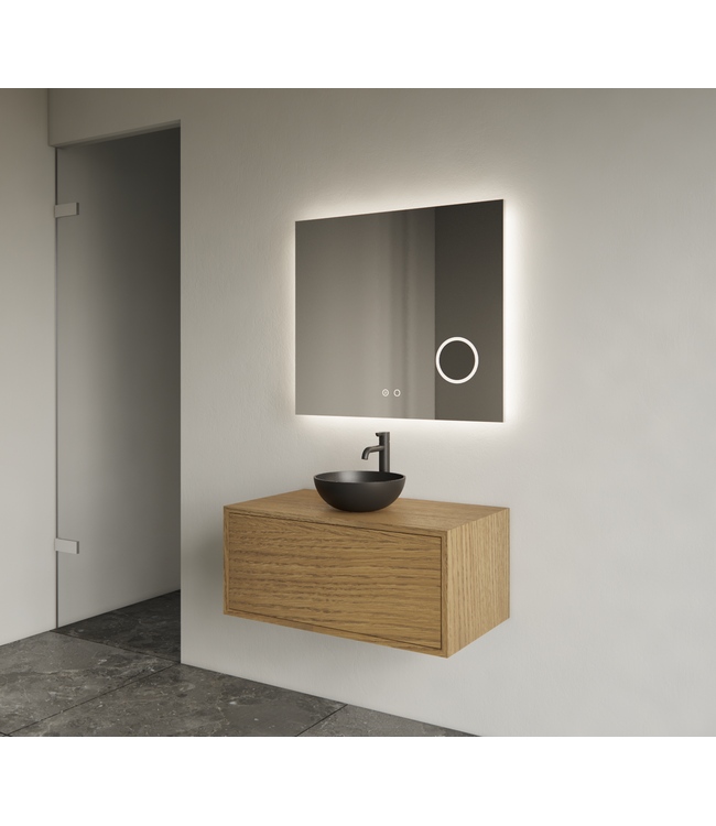 Gliss Joa Badkamermeubel met Topblad 80cm Castle Brown 1 softclose lade