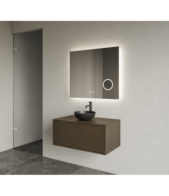 GLISS DESIGN Gliss Joa Badkamermeubel met Topblad 80cm Charcoal 1 softclose lade