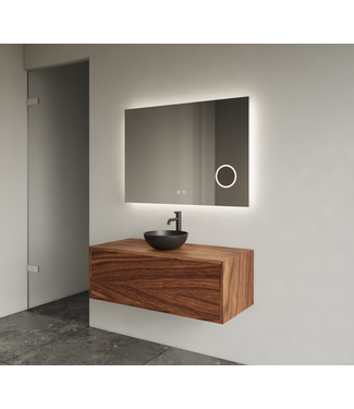 GLISS DESIGN Gliss Joa Badkamermeubel met Topblad 90cm Walnut 1 softclose lade