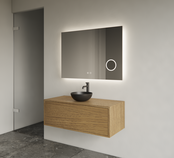 Gliss Joa Badkamermeubel met Topblad 90cm Castle Brown 1 softclose lade Gliss Joa Badkamermeubel met Topblad 90cm Castle Brown 1 softclose lade