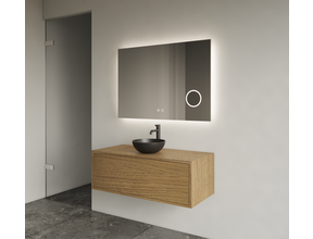 Gliss Joa Badkamermeubel met Topblad 90cm Castle Brown 1 softclose lade