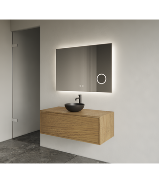 GLISS DESIGN Gliss Joa Badkamermeubel met Topblad 90cm Castle Brown 1 softclose lade