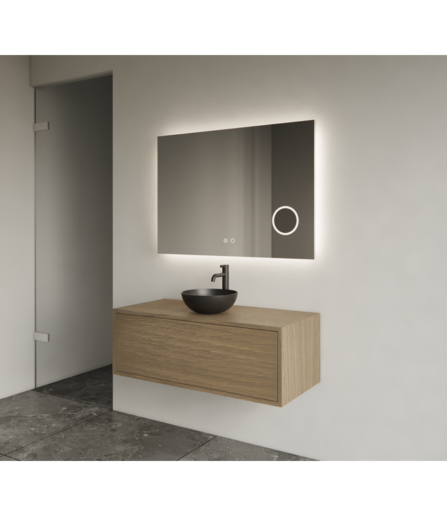 GLISS DESIGN Gliss Joa Badkamermeubel met Topblad 100cm Ash Gray 1 softclose lade