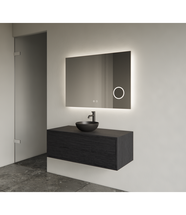 Gliss Joa Badkamermeubel met Topblad 100cm Black Veneer 1 softclose lade