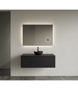 GLISS DESIGN Gliss Joa Badkamermeubel met Topblad 100cm Black Veneer 1 softclose lade