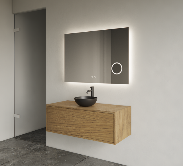 Gliss Joa Badkamermeubel met Topblad 100cm Castle Brown 1 softclose lade