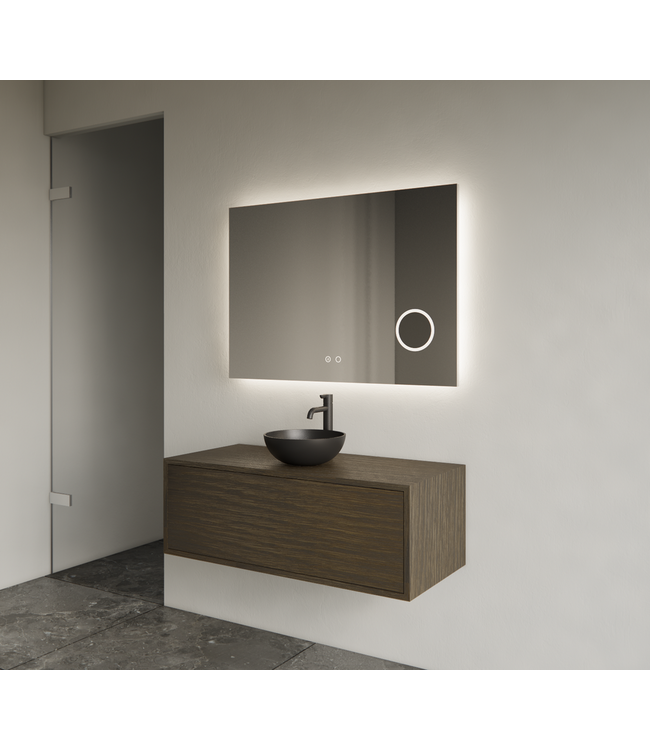 GLISS DESIGN Gliss Joa Badkamermeubel met Topblad 100cm Charcoal 1 softclose lade