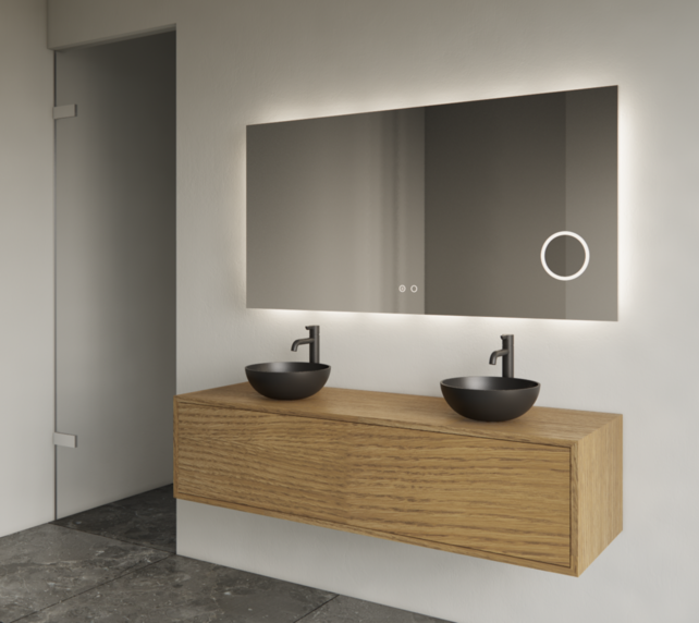 Gliss Joa Badkamermeubel met Topblad 120cm Castle Brown 1 softclose lade