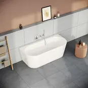 Half Vrijstaand Bad Wit⎢165x75x56cm⎢Vitra Geo⎢Acryl incl. afsluitbare sifon Half Vrijstaand Bad Wit⎢165x75x56cm⎢Vitra Geo⎢Acryl incl. afsluitbare sifon