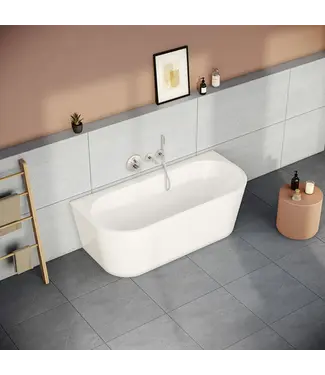 VITRA Half Vrijstaand Bad Wit⎢165x75x56cm⎢Vitra Geo⎢Acryl incl. afsluitbare sifon