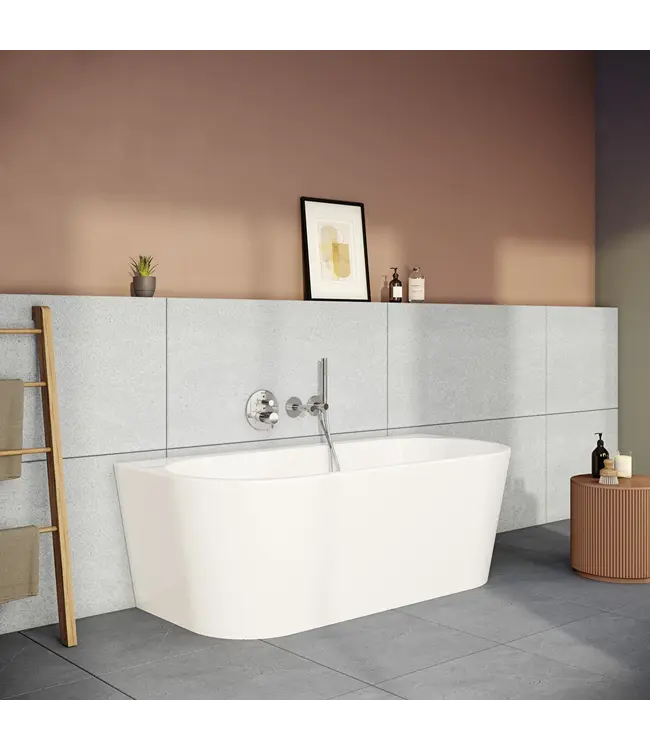 Half Vrijstaand Bad Wit⎢165x75x56cm⎢Vitra Geo⎢Acryl incl. afsluitbare sifon