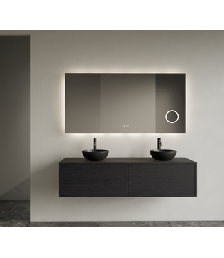 GLISS DESIGN Gliss Joa Badkamermeubel met Topblad 120cm Black Veneer 2 soft-close lades