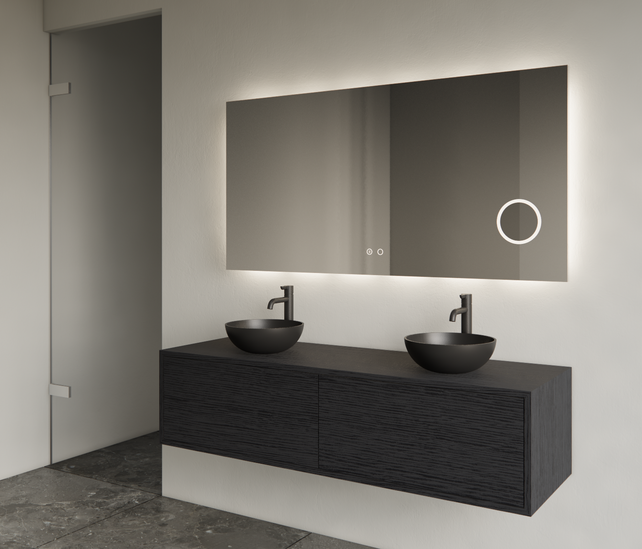 Gliss Joa Badkamermeubel met Topblad 120cm Black Veneer 2 soft-close lades Gliss Joa Badkamermeubel met Topblad 120cm Black Veneer 2 soft-close lades