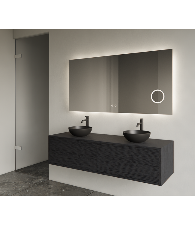 GLISS DESIGN Gliss Joa Badkamermeubel met Topblad 120cm Black Veneer 2 soft-close lades