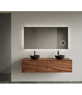 GLISS DESIGN Gliss Joa Badkamermeubel met Topblad 120cm Walnut 2 soft-close lades