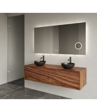 GLISS DESIGN Gliss Joa Badkamermeubel met Topblad 140cm Walnut 2 soft-close lades