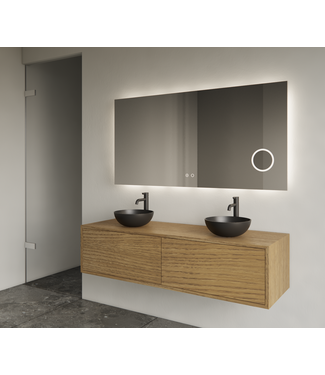 GLISS DESIGN Gliss Joa Badkamermeubel met Topblad 140cm Castle Brown 2 soft-close lades