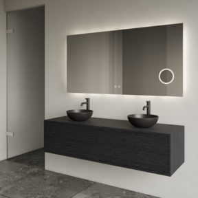 Gliss Joa Badkamermeubel met Topblad 140cm Black Veneer 2 soft-close lades