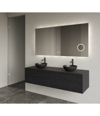 GLISS DESIGN Gliss Joa Badkamermeubel met Topblad 140cm Black Veneer 2 soft-close lades