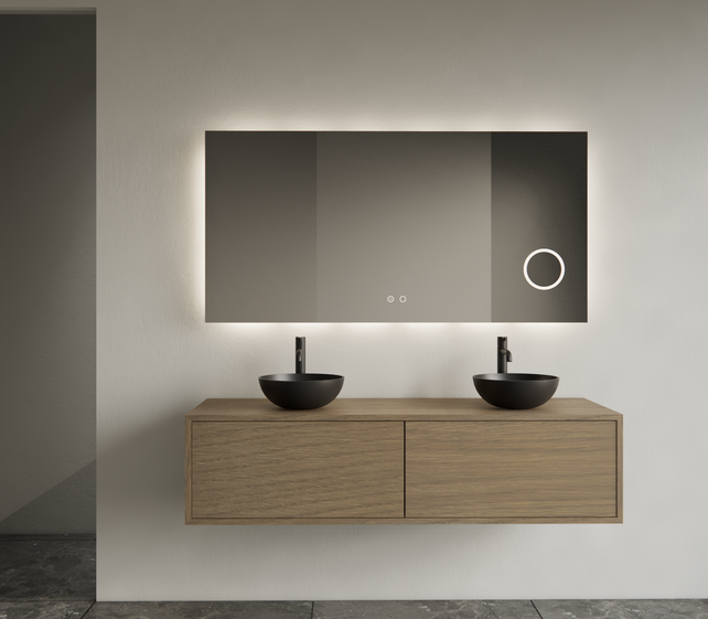 Gliss Joa Badkamermeubel met Topblad 140cm Ash Gray 2 soft-close lades