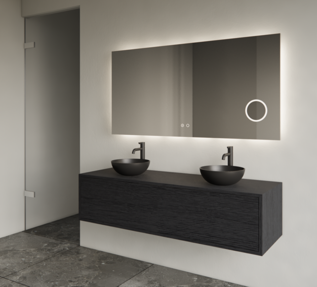Gliss Joa Badkamermeubel met Topblad 140cm Black Veneer 1 soft-close lade Gliss Joa Badkamermeubel met Topblad 140cm Black Veneer 1 soft-close lade