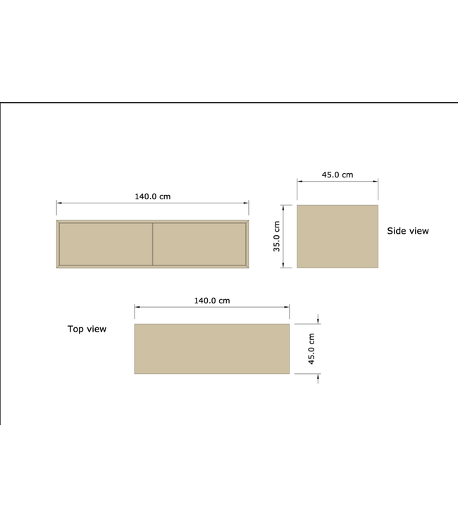 GLISS DESIGN Gliss Joa Badkamermeubel met Topblad 140cm Castle Brown 1 soft-close lade
