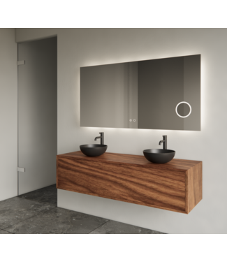 GLISS DESIGN Gliss Joa Badkamermeubel met Topblad 140cm Walnut 1 soft-close lade