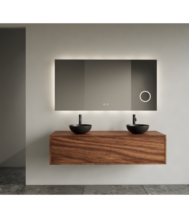 GLISS DESIGN Gliss Joa Badkamermeubel met Topblad 140cm Walnut 1 soft-close lade