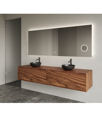 GLISS DESIGN Gliss Joa Badkamermeubel met Topblad 180cm Walnut 2 soft-close lades