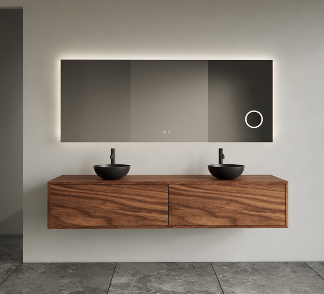 Gliss Joa Badkamermeubel met Topblad 180cm Walnut 2 soft-close lades Gliss Joa Badkamermeubel met Topblad 180cm Walnut 2 soft-close lades