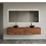 GLISS DESIGN Gliss Joa Badkamermeubel met Topblad 200cm Walnut 2 soft-close lades