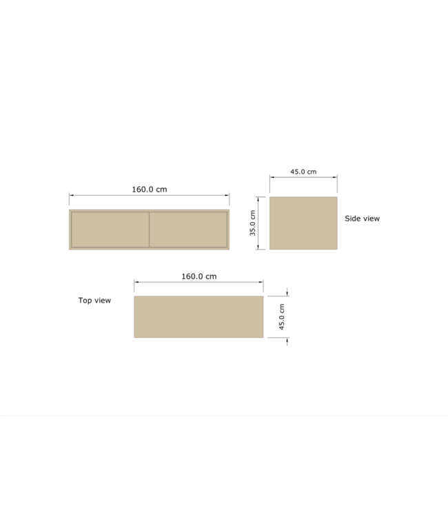 Gliss Joa Badkamermeubel met Topblad 160cm Charcoal 2 soft-close lades