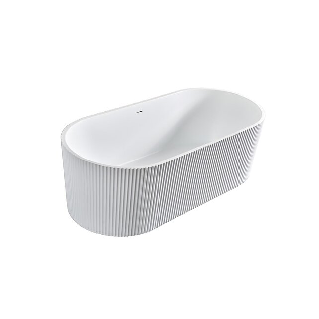 Vrijstaand Bad Rondo⎢Ribbel Verticaal⎢170x80x58cm⎢Mat Wit⎢Acryl incl. afsluitbare sifon