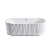 Vrijstaand Bad Rondo⎢Ribbel Verticaal⎢170x80x58cm⎢Mat Wit⎢Acryl incl. afsluitbare sifon