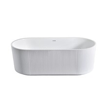 Vrijstaand Bad Rondo⎢Ribbel Verticaal⎢170x80x58cm⎢Mat Wit⎢Acryl incl. afsluitbare sifon