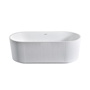 Vrijstaand Bad Rondo⎢Ribbel Verticaal⎢170x80x58cm⎢Mat Wit⎢Acryl incl. afsluitbare sifon