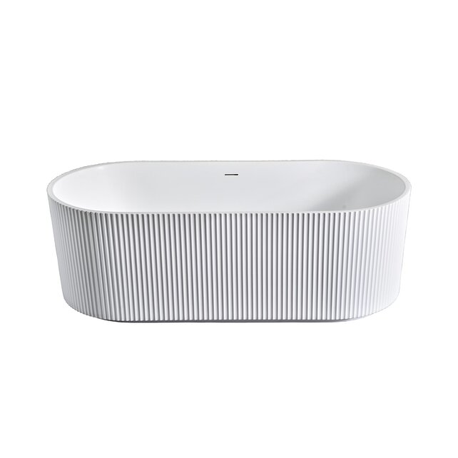 Vrijstaand Bad Rondo⎢Ribbel Verticaal⎢170x80x58cm⎢Mat Wit⎢Acryl incl. afsluitbare sifon